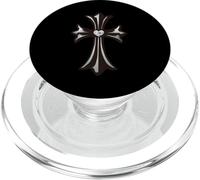 The Center Heart Diamonds Silver Cross PopSockets PopGrip para MagSafe