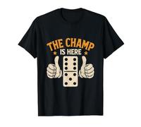 The Champ Is Here Dominó King Domino Player Tile Lover Camiseta gráfica económica, Hombre, Negro, S