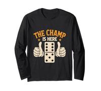 The Champ Is Here Dominó King Domino Player Tile Lover Manga Larga