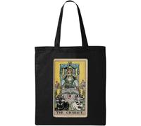 The Chariot Tarot Card Art Logo - Bolsa de algodón ecológico natural, color negro, Black, Talla única