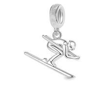 The Charmery Abalorio colgante de esquí de plata 925 compatible con abalorios Pandora, Trollbeads, Chamilia, Biagi y muchas otras pulseras del Reino Unido., Metal