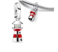 The Charmery Abalorio de faro de plata de ley 925 compatible con abalorios Pandora y muchas otras pulseras del Reino Unido., Metal