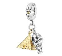 The Charmery Abalorio de plata 925 con pirámide egipcia y momia, compatible con abalorios Pandora, Trollbeads, Chamilia, Biagi y muchas otras pulseras del Reino Unido., Metal