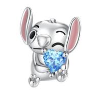 The Charmery Abalorio de plata 925 de Lilo And Stitch con corazón azul, compatible con abalorios Pandora, Trollbeads, Chamilia, Biagi y muchas otras pulseras de abalorios del Reino Unido., Metal