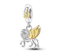 The Charmery Abalorio de plata de ley 925 con alas de mitología griega, compatible con abalorios Pandora, Trollbeads, Chamilia, Biagi y muchas otras pulseras del Reino Unido., S, Metal, No es una