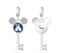 The Charmery Abalorio de plata de ley 925 con diseño de llave de Mickey Mouse de Disney, compatible con abalorios Pandora y muchas otras pulseras del Reino Unido., Metal