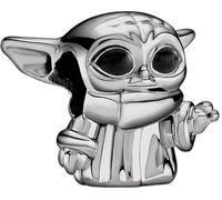The Charmery Abalorio de plata de ley 925 con diseño de Star and Wars Baby Yoda Grogu negro, compatible con abalorios Pandora y muchas otras pulseras del Reino Unido., Silver
