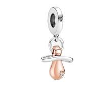 The Charmery Abalorio para chupete de bebé en plata de ley 925 compatible con abalorios Pandora y muchas otras pulseras del Reino Unido., Metal