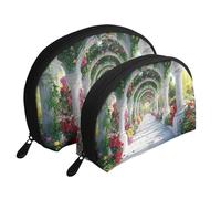 The Charming Garden is Real and Vivid - Bolsas de maquillaje impresas de 2 piezas, portátil, bolsa de aseo de viaje, White, Talla única