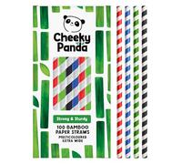 The Cheeky Panda - Pajitas de papel de bambú extra anchas (perfectas para batidos) | Paquete de 100 pajitas | 100% biodegradables, sin plástico, ecológicas, fuertes y sostenibles