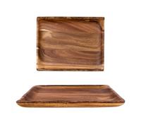 THE CHEF COLLECTION, Plato de Madera de Acacia Natural, 32x26x2,5 cm, Centro de Mesa Decorativo Salon, Platos de Madera, Bandejas Decorativas, Bandeja Madera Rectangular, Platos Decorativos