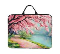 The Cherry Trees By The River - Funda acolchada para portátil de 14 pulgadas con asa para mujeres y hombres