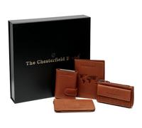 The Chesterfield Brand Estuche de regalo de 4 tarjetas de crédito de cuero de 7 cm marrón