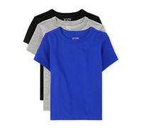 The Children's Place Baby Boy's and Toddler Basic Short Sleeve Tees Black/Grey/Blue 3-Pack