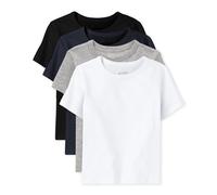 The Children's Place baby boys And Toddler Short Sleeve Basic Layering T-shirt T Shirt Black/New Navy/Smoke/White 4 Pack 6-9 Months US