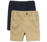 The Children's Place Baby Boys y Hiddler Stretch Chino Shorts Flax/New Navy 2-Pack 5t US