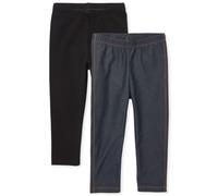 The Children's Place Baby Girls And Toddler Girls Leggings Black/True Indigo 2 Pack 2T