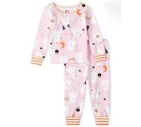 The Children's Place Baby Girls Family Matching Christmas Holiday Sets, Snug Fit 100% Cotton, Adult, Big Kid, Toddler, Pajama Set, Hlwn Pnk Ghost, 3-6 Months US
