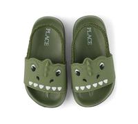 The Children's Place Sandalias de uso diario para bebés y niños pequeños con correa trasera, Olive Dino, 25 EU