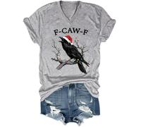 The Christmas Crow - Camiseta divertida y humorística con diseño de cuervo con cuello en V unisex, gris, L