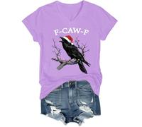 The Christmas Crow - Camiseta divertida y humorística con diseño de cuervo con cuello en V unisex, morado claro, 3XL