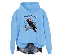 The Christmas Crow - Sudadera con capucha divertida y divertida con diseño de cuervo, unisex, Azul (carolina blue), S