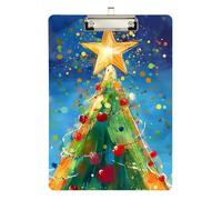 The Christmas Star Tree - Carpeta portapapeles transparente para policía, oficina, enfermera, entrenadores de fútbol, tamaño 9 x 12 pulgadas