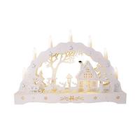 The Christmas Workshop 88200 - Puente de Velas iluminadas de Madera, 7 Velas Blancas cálidas, decoración navideña para Interiores, Funciona con Pilas, 43 x 28 x 8 cm