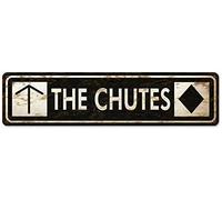 The Chutes Ski Run Street - Letrero de metal para exteriores, decoración de puerta de hogar, retreto, 40,6 x 15,2 cm