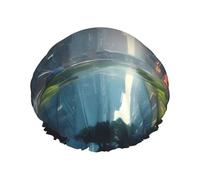 The City on the Water - Gorro de ducha con estampado completo para mujeres y hombres, reutilizable, doble capa, impermeable, duradero, transpirable
