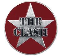The Clash Military Logo Unisex Pin plateado/rojo, Aleación de Zinc,