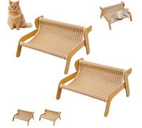 The Claw Lounge, 2-in-1 Cat Hammock, Wear-Resistant Cat Scratching Board, Leisure Cat Chair, with Linen and Mat Models, for Cats of (2pcs-2*Cooling Mat)