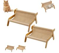 The Claw Lounge, 2-in-1 Cat Hammock, Wear-Resistant Cat Scratching Board, Leisure Cat Chair, with Linen and Mat Models, for Cats of (2pcs-2*Linen)