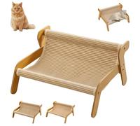 The Claw Lounge, 2-in-1 Cat Hammock, Wear-Resistant Cat Scratching Board, Leisure Cat Chair, with Linen and Mat Models, for Cats of (1pcs-Linen)