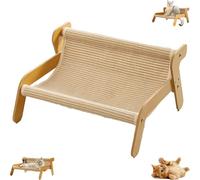 The Claw Lounge, Cat Sisal Chair, 2-in-1 Wear-Resistant Cat Scratch Pad and Lounger, Rocker with Cooling Mat for Cats (Linen Style)