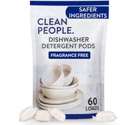 The Clean People Cápsulas de detergente para lavavajillas | Corta la grasa y enjuaga Sparkling Clean | Sin residuos | Sin fragancia y sin perfume, paquete de 60