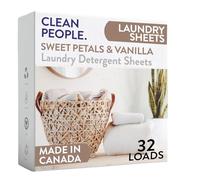 The Clean People Hojas de detergente para ropa - Jabón de lavandería - Embalaje ultra concentrado, reciclable, lucha contra las manchas - pétalos dulces y vainilla, paquete de 32