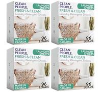 The Clean People Hojas de detergente para ropa - Jabón hipoalergénico para ropa - Embalaje ultra concentrado, reciclable, combate las manchas, aroma fresco, paquete de 384