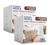 The Clean People Hojas de detergente para ropa - Jabón hipoalergénico para ropa - Embalaje ultra concentrado, reciclable, lucha contra las manchas - pétalos dulces y vainilla, paquete de 384