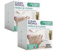 The Clean People Hojas de detergente para ropa - Jabón hipoalergénico para ropa - Embalaje ultra concentrado, reciclable, combate las manchas, aroma fresco, paquete de 384