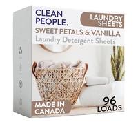 The Clean People Hojas de detergente para ropa sin fragancia, jabón hipoalergénico para lavandería, embalaje ultra concentrado, reciclable, lucha contra las manchas, pétalos dulces y vainilla, paquete