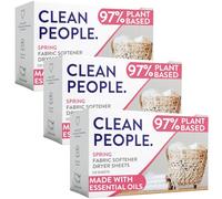 The Clean People Hojas suavizantes de tela, hojas para secadora, suaviza y elimina la adherencia estática, suavizante vegano, aceites esenciales, paquete de 360 unidades