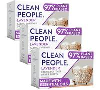The Clean People Sábanas suavizantes de tela, hojas para secadora, suaviza y elimina la adherencia estática, suavizante vegano, aceites esenciales, lavanda, paquete de 360 unidades