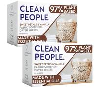 The Clean People Sábanas suavizantes de tela, hojas para secadora, suaviza y elimina la adherencia estática, suavizante vegano, aceites esenciales, pétalos dulces y vainilla, paquete de 240