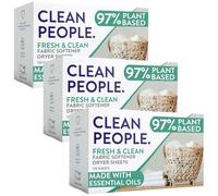 THE CLEAN PEOPLE The Clean People - Sábanas suavizantes de tela, sábanas para secadora, suavizan y eliminan la estática, suavizante vegano con aceites esenciales, paquete de 3