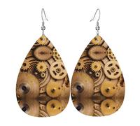 The Clocks Theme Gears - Juego de aretes de lágrima de cuero de moda, ligeros, bohemios, regalo de joyería para mujeres y niñas