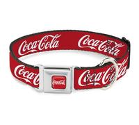 The Coca-Cola Company Collar para Mascotas, Collar de Perro, Hebilla de cinturón de Seguridad de Metal, Logotipo de Coca Cola Script Rojo y Blanco, 13 a 17 Pulgadas, 1.5 Pulgadas de Ancho