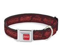 The Coca-Cola Company - Collar para Mascotas, Collar de Perro, Hebilla de cinturón de Seguridad de Metal, Logotipos de Coca Cola, marrón Rojo, 13 a 17 Pulgadas, 1.5 Pulgadas de Ancho