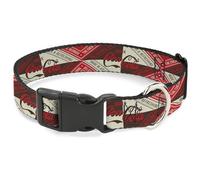The Coca-Cola Company Collar para mascotas, collar de perro, hebilla de plástico, bloques de diamante de coca cola, rojo, marrón, beige, 7 a 8.5 pulgadas, 0.5 pulgadas de ancho