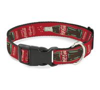 The Coca-Cola Company - Collar para mascotas, collar de perro, hebilla de plástico, estilo vintage Coca Cola Delicious Go Refreshed y botella roja, 13 a 17 pulgadas, 1.5 pulgadas de ancho
